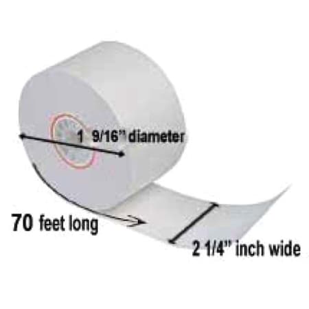 2 1/4 In X 70 Ft Thermal Receipt Paper, PK50